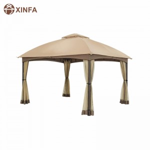 10x 12 Patio Dome Gazebo w/mosquito ตาข่ายสองชั้นด้านบนสุดสำหรับสนามหญ้าสวนหลังบ้าน